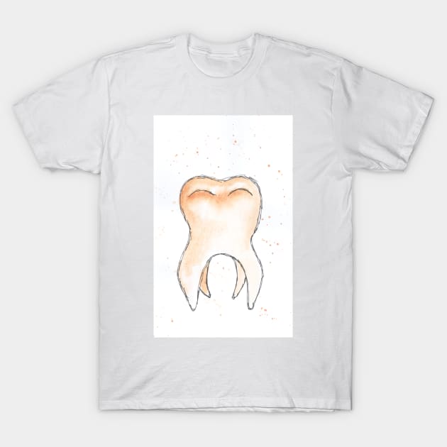 Tooth, dentistry, treatment, dentist, doctor, medicine, watercolor, art decoration, sketch T-Shirt by grafinya